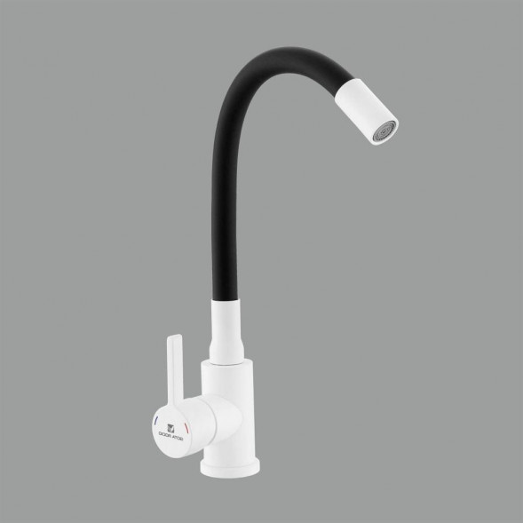 Смеситель GOTA ROCIO 016093-GOTA Black&amp;White Смеситель д/кухни с гибким черным силиконовым изливом