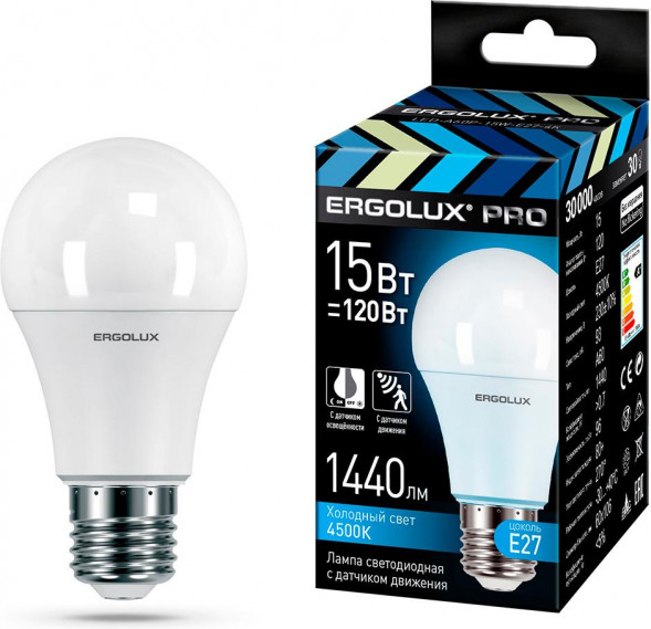 Лампа ERGOLUX (14763) LED-A60P-15W-E27-4K PRO