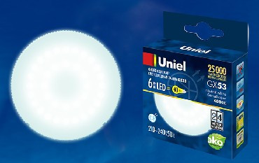 Лампа светодиодная UNIEL (UL-00001669) LED-GX53-6W/NW/GX53/FR PLZ01WH матовая Белый свет