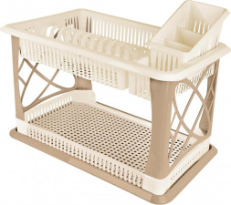 Сушилка для посуды PLAST TEAM PT155812015 с поддоном 2-х ярусная 490х175х325 мм шоколадный мокко