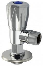 Кран САНАКС 119 Кран металлокерамика угловой 1/2 х1/2 ЭКОНОМ, круглая ручка, с чашкой, хромированный