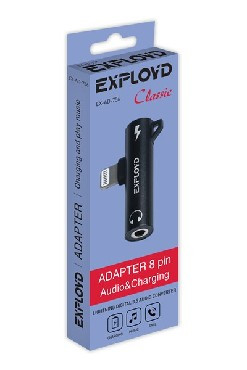 Переходник EXPLOYD EX-AD-756 Переходник Jack 3,5mm - 8 Pin Classic черный