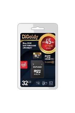 Карта памяти DIGOLDY MicroSDXC 32GB Class10 + адаптер SD (45MB/s)