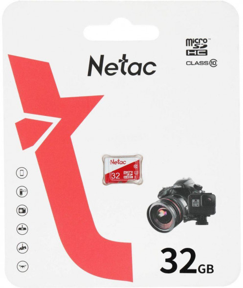 Карта памяти NETAC Карта памяти microSDHC UHS-I U1 P500 Eco 32 ГБ, 80 МБ/с, Class 10, NT02P500ECO-032G-S, 1 шт., без адаптера