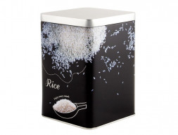 Банка с крышкой металлическая MALLONY Банка с крышкой металлическая, квадратная, объем 1000 мл, дизайн "Рис" (008619)