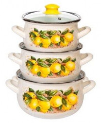 Набор кастрюль INTEROS Лимоны Набор 3-х предметный 15842
