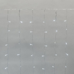 Гирлянда NEON-NIGHT (235-555) ДОЖДЬ (занавес) 2х3м, прозрачный ПВХ, IP44, мерцающий Flashing, 300LED Белые, 15 нитей, 20LED/нить