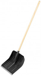 Лопата СИБРТЕХ Лопата для уборки снега пластиковая, 420 х 425 х 1550 мм, деревянный черенок, Россия, 61580
