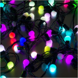 LED гирлянда FUNRAY "Шарики" матовые BL-10100M, 100 LED, 10 м, мульти (7цв.),черный шнур,