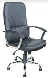 Кресло компьютерное ЯрКресло Кресло Кр37 ТГ ХРОМ ЭКО1 (экокожа черная)