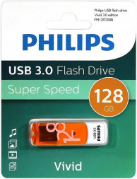 Флешка PHILIPS 128Gb VIVID3.0 Белый/Оранжевый (FM12FD00B/97)