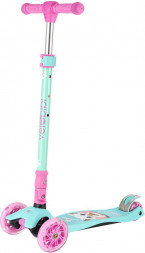 Самокат VELOBIBI 3-колесный Wizard (57*13*66-89см, кол. 118/76см PU со свет. склад. ручка) голубой СМК-2111 ПП-00218763