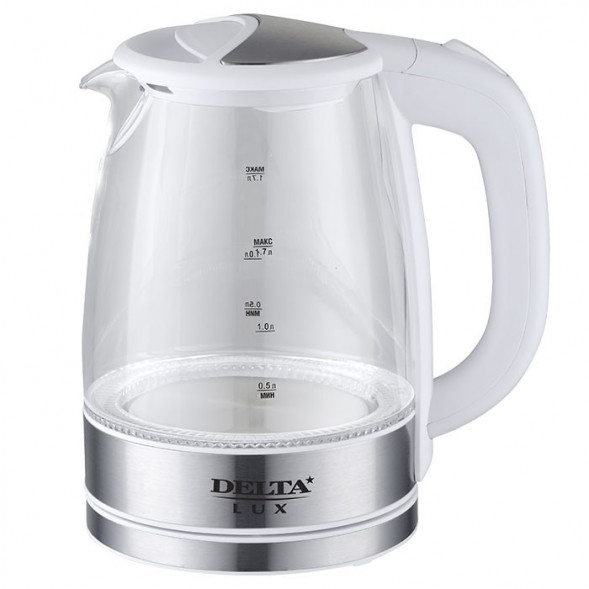 Чайник электрический DELTA LUX DL-1204W белый стекло