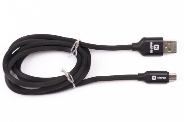 USB кабель HARPER SCH-330 BLACK (MICRO-USB, 1м, оплетка силикон)