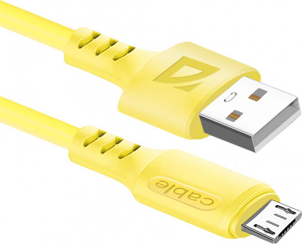 Кабель DEFENDER (87108YEL) USB кабель F207 Micro 1м,2.4А,силикон