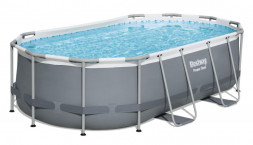 Бассейн BESTWAY 56620 Бассейн овальный каркасный POWER STEEL с ф.-насосом и лестн. 427*250*100 см