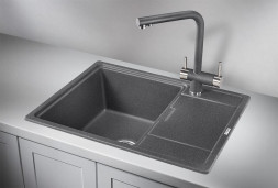 Мойка кухонная GRANULA GR-6503 ГРАФИТ (ЧЁРНО-СЕРЫЙ) кварц