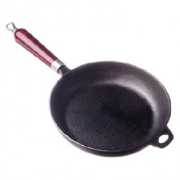Сковорода VETTA Сковорода чугун, d22х5см, деревянная ручка 808-005