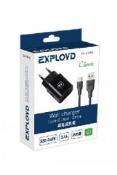 Сетевое ЗУ EXPLOYD EX-Z-594 Сетевое ЗУ TYPE-C 2.1А+1А 2хUSB Classic черный