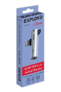 Переходник EXPLOYD EX-AD-757 Переходник Jack 3,5mm - 8 Pin Classic серебро