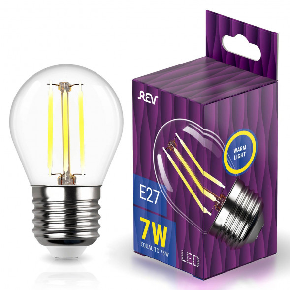 Лампа светодиодная REV 32443 0 FILAMENT G45/E27/7W/2700K
