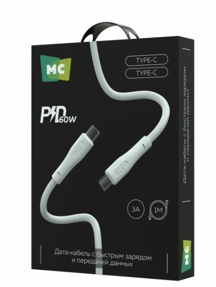 Кабель MORE CHOICE (4620202553041) K60aa USB 3.0A PD 60W для Type-C Type-C 1м , белый
