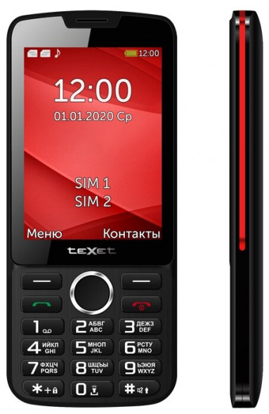 Телефон мобильный TEXET TM-308 Черный/красный