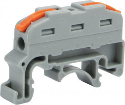 Клемма REXANT (07-6263-1-05) Клемма СМК 222-421D проходная 1-полюсная, с креплением на DIN-рейку (0,08-4 мм ), серая (5 шт./уп.)