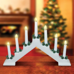 Ёлочные украшения NEON-NIGHT (501-081) Новогодняя горка 7 свечек цвет корпуса Белый цвет свечения Теплый белый