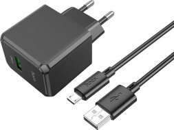 СЗУ HOCO (6942007603706) CS12Am Black СЗУ 1USB 3.0A QC3.0 18W быстрая зарядка