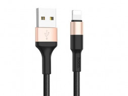 Дата-Кабель 8 Pin HOCO (6957531080183) X26 USB (m) - 8 Pin (m) 1.0m - черный/золотой