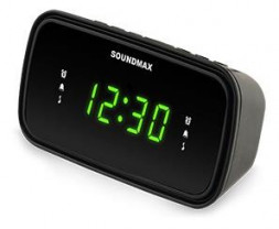 Радиочасы SOUNDMAX SM-1588 (черный c зелёным)