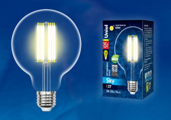 G (Лампы-глобы) UNIEL (UL-00004864) LED-G95-15W/3000K/E27/CL PLS02WH