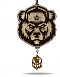 Ароматизатор AROMA BAR подвеска ?Медведь в шапке? в крафтовой упаковке с мини-брелоком в коричнево-белом цвете 49342