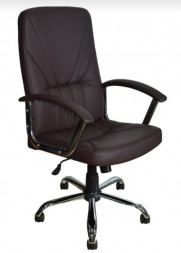 Кресло компьютерное ЯрКресло Кресло Кр37 ТГ ХРОМ ЭКО3 (экокожа шоколад)