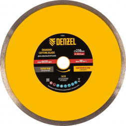 Алмазный диск DENZEL Диск алмазный отрезной 230 х 22,2 мм, сплошной, супертонкий, горячий пресс, мокрое резание 73055