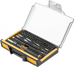 Отвертка DENZEL Отвертка с набором бит и торцевых головок для точных работ, Гибкий привод. 48 штук 7711599