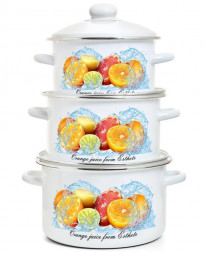 Набор посуды ЭСТЕТ Набор посуды ЭТ-75220 "Цитрусовый фреш" цилиндрический 2.0+3.0+4.0л 6 пр