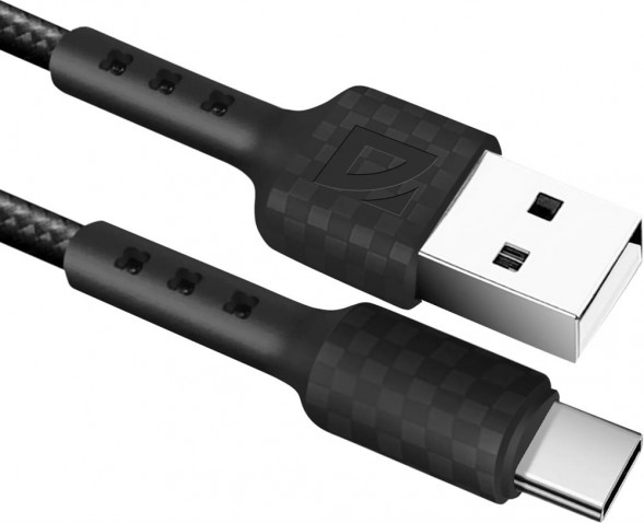 Кабель DEFENDER (87113BLA) USB кабель F181 TypeC 1м,2.4А, нейлон
