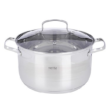 Кастрюля VETTA Берн 24х14см. 6,1л. со стекл. крышкой, индукция 822-102