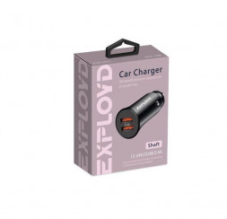 ЗАРЯДНЫЕ УСТРОЙСТВА В ПРИКУРИВАТЕЛЬ EXPLOYD EX-Z-1348 Автомобильное ЗУ/2.4A/2хUSB/чёрный