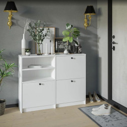 Тумба для обуви МЕБЕЛЬ-КОМПЛЕКС НАЙС Тумба для обуви исп.2 Белый РЕ/Белый РЕ