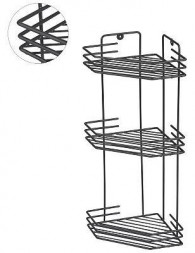 РЫЖИЙ КОТ Полка угловая трёхъярусная 20,5*20,5*52 см (термопластичное покрытие) графит (310870)