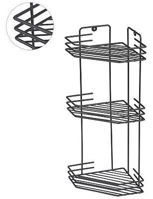 РЫЖИЙ КОТ Полка угловая трёхъярусная 20,5*20,5*52 см (термопластичное покрытие) графит (310870)