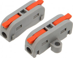 Клемма REXANT (07-6261-05) Клемма СМК 222-421P проходная 1 полюс, с монтажной площадкой (0,08-4 мм ), серая (5 шт./уп.)