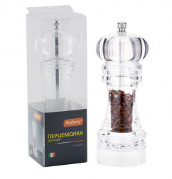 Перцемолка ручная MALLONY Перцемолка ручная PICCANTE, р-р 6*18,5 см, акрил, жернова из керамики (003934)