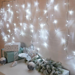 Гирлянда NEON-NIGHT (255-065) ГИРЛЯНДА &quot;БАХРОМА&quot; 3*0,8 М 200 LED БЕЛЫЕ, ПР-Й ПВХ