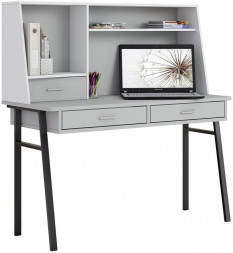 Детская мебель POLINI Стол письменный kids Aviv 1455 с надстройкой и ящиками серый/белый-серый (4 кор.)