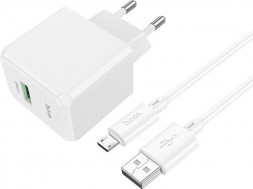 СЗУ HOCO (6942007603713) CS12Am White СЗУ 1USB 3.0A QC3.0 18W быстрая зарядка