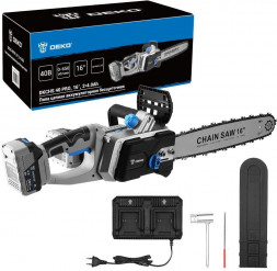 Пила цепная аккумуляторная DEKO DKCHS 40 PRO, 16&quot;, 2х20В, 2x4.0Ач, двойное з/у 083-2002